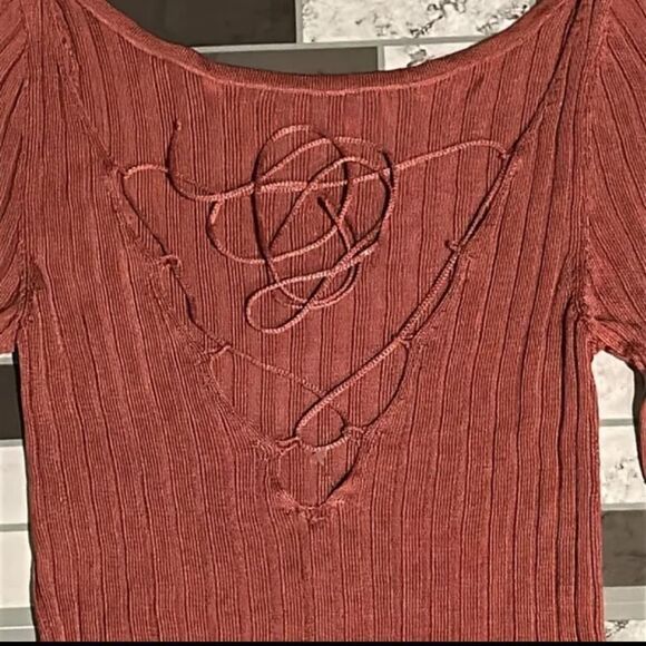 NWOT Free People Hits Different Lace-Up Top in Rusted Coral Sz S - Picture 11 of 12